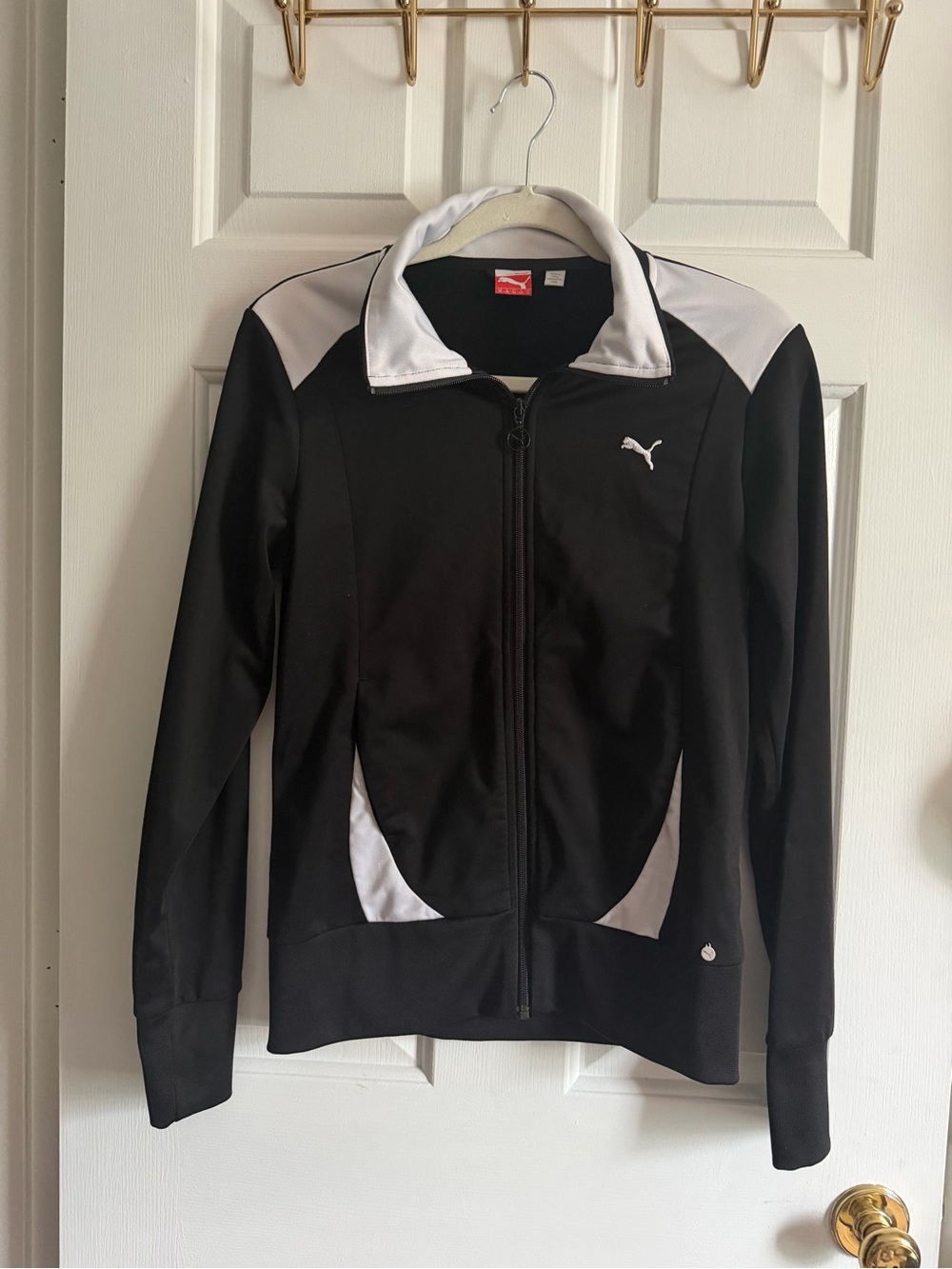 Puma Women's Black & White Zip-Front Athletic Jacket